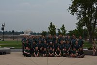 Scout Band posing with Jefferson Memorial behind