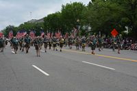 Full view of Scout Band marching down Constitution Avenue