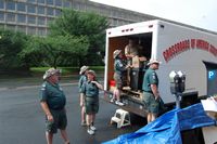 Unloading the truck behind the Smithsonian Air and Space Museum