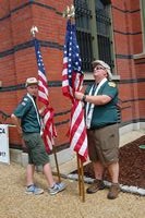 Setting up the American Flags for the Flag Corps