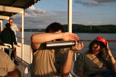 Patty And Nathan Are Blinded By the Setting Sun On The Upper Deck