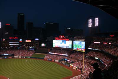 Inside Busch Stadium to Watch a Baseball Game Between The Cardinals and the Braves
